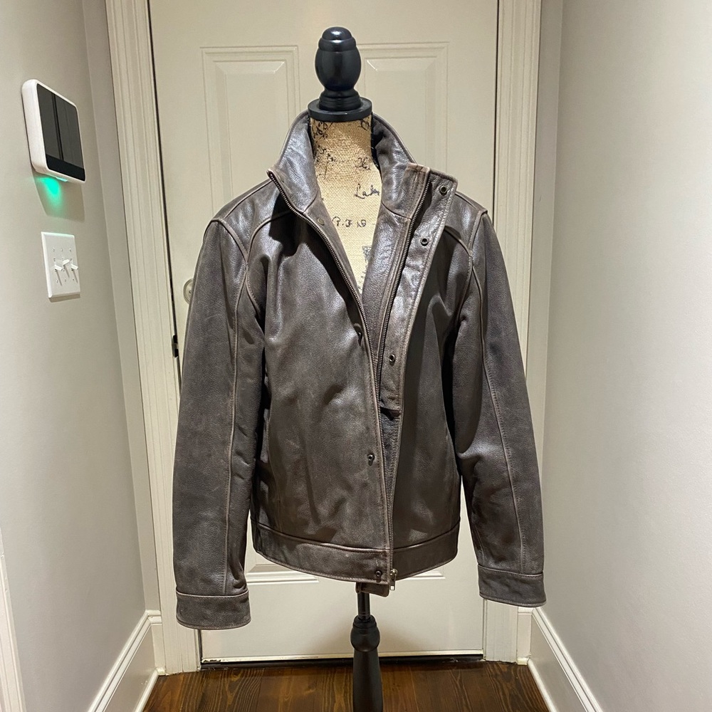 EEUC Men’s Roundtree & Yourke Leather Jacket, Medium